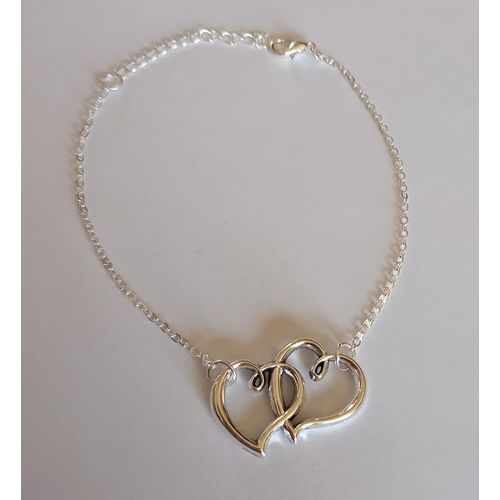 Chaine De Cheville Coeurs Entremêles Argentée