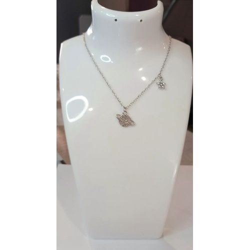 Collier Planète Argente Étoile Strass