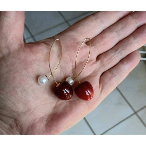 Boucles D'oreilles Cerise Perle !