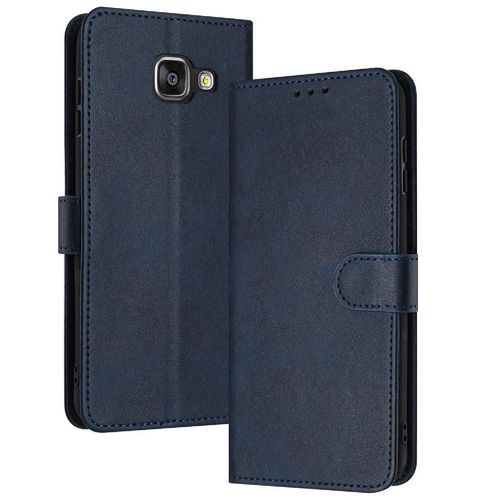 Flip Étui Pour Samsung Galaxy A3 2016 Bicelle Avec Boucle Avec Fente Pour Carte Cuir Pu Couleur Pure - Bleu