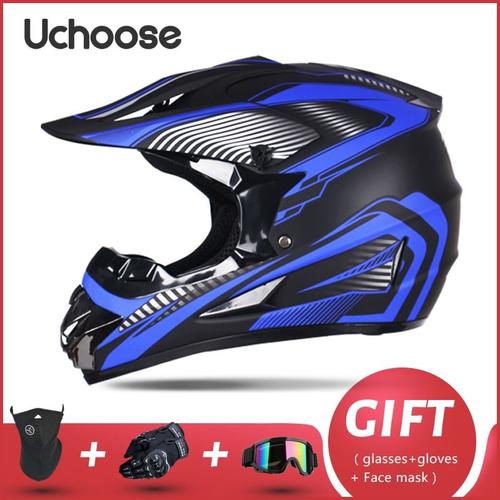 Taille M - Casque Moto Professionnel Casque Tout-Terrain Moteur Descente Course Motocross Casque Moto 3 Cadeau Gratuit Adapté Enfant