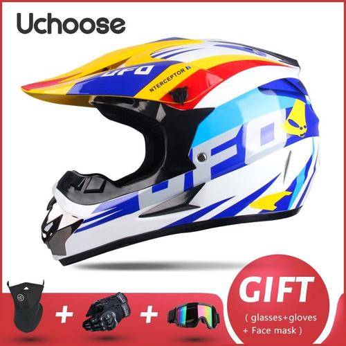 Taille S - Casque Moto Professionnel Casque Tout-Terrain Moteur Descente Course Motocross Casque Moto 3 Cadeau Gratuit Adapté Enfant