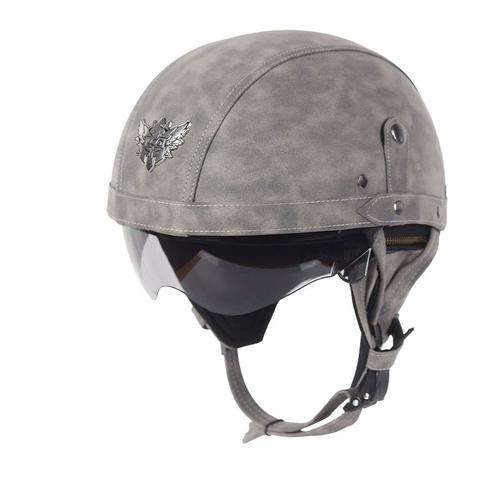 Taille L - B6 - Casque Moto cuir Vintage Casco Moto ouvert visage