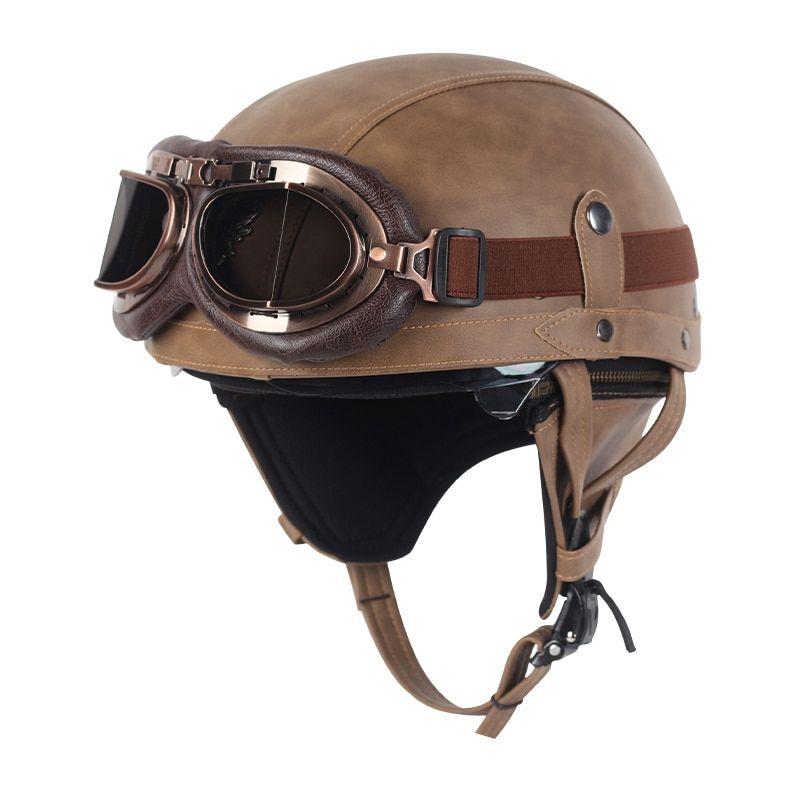 Casque moto vintage avec lunette best sale