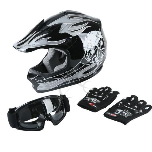 Taille S - Noir - Moto rcycle jeunesse enfants enfant casque intégral moto  cross casco moto tout-terrain rue lunettes gants vélo casques vtt capacete
