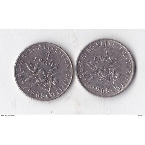 France = Lot De 2 Pièces De Monnaie De 1 Franc Semeuse De Roty, Année 1965, Variété " Petite Chouette " Et " Grande Chouette "