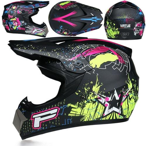 Taille M - 3 Cadeaux Course Moto Enfants Hommes Casque Motocross Moto Saleté Moto Casco Vintage Scooter Capacete