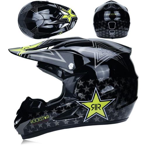 Taille L - 3 Cadeaux Course Moto Enfants Hommes Casque Motocross Moto Saleté Moto Casco Vintage Scooter Capacete