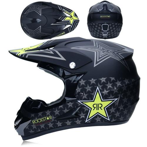 Taille L - 3 Cadeaux Course Moto Enfants Hommes Casque Motocross Moto Saleté Moto Casco Vintage Scooter Capacete