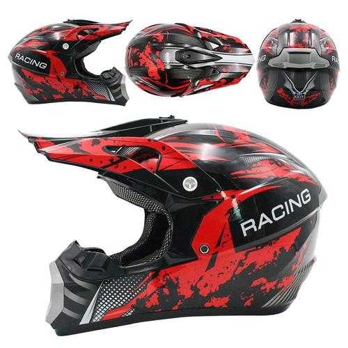 Taille L - 3 Cadeaux Course Moto Enfants Hommes Casque Motocross Moto Saleté Moto Casco Vintage Scooter Capacete