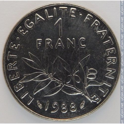 France = Pièce De Monnaie De 1 Franc Semeuse De Roty, Année 1988, Millésime Rare
