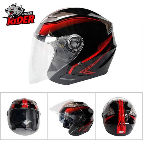 Taille Xl - G708 Rouge Vif - Casque Moto Double Lentille Casco Moto Ouvert Visage Scooter Casque Moto Course Casque Casco Vintage Casque Pour Hommes Et Femmes