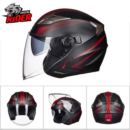 Taille Xl - G708 Matte Rouge - Casque Moto Double Lentille Casco Moto Ouvert Visage Scooter Casque Moto Course Casque Casco Vintage Casque Pour Hommes Et Femmes