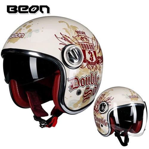 Taille M - Double Âme - Beon Boutique Officielle Beon B-108a 3/4 Ouvert Visage Rétro Casque Moto Visage Ouvert Vintage Moto Rcycle Casco Capacete Scooter