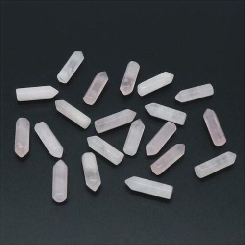 Mini Colonne Hexagonale De Guérison En Pierre Naturelle, Quartz Rose, Sable Doré, Artisanat