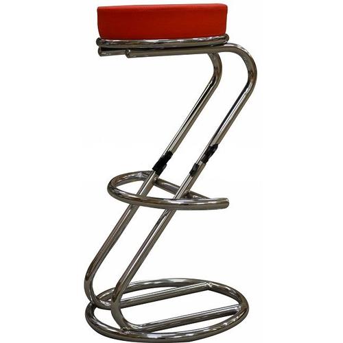 Tabouret De Bar À Petit-Déjeuner En Forme De Lombardi Z Rouge En Faux Cuir - Blanc.