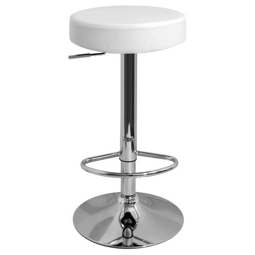 Tabouret De Bar Réglable Improisé Blanc Faux Cuir À 360 Degrés.