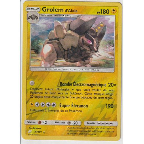 Carte Pokemon - Grolem D'alola - 37/181 - Holo-Reverse - Soleil Et Lune 9 Duo De Choc - V.F.