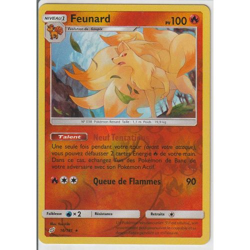 Carte Pokemon - Feunard - 16/181 - Holo-Reverse - Soleil Et Lune 9 Duo De Choc - V.F.