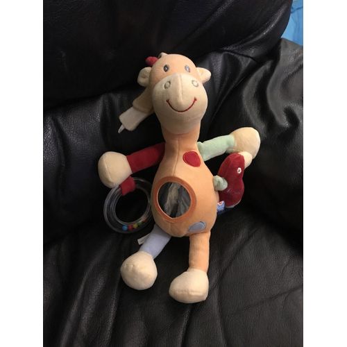 Doudou Girafe Orange Rouge Perroquet Vibrant Sucre D'orge