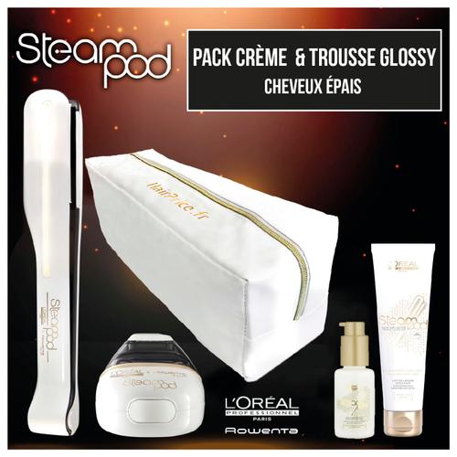 L'oréal Professionnel - Steampod 2 + Crème Cheveux Épais + Sérum + Trousse Blanche Glose Hairprice