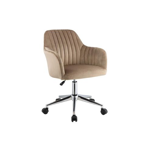 Chaise De Bureau - Velours - Beige - Hauteur Réglable - Eleana