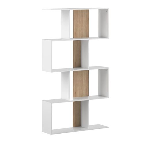 Bibliothèque Sigma Blanc Et Chêne Naturel 89 X 165 - Temahome