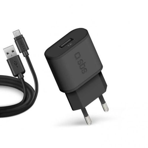 KIT CARGADOR PARED SBS USB 100/250V 1000 mAh CON CABLE USB A MICRO-USB 2.0