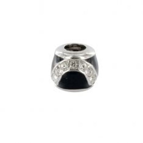 Charm Baci Belli Vague Émail Noir Et Oxydes De Zirconium Ag 925 Rhodié