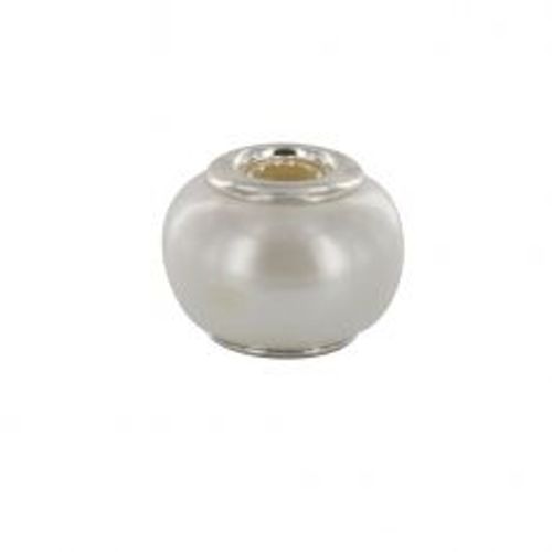 Charm Baci Belli Verre De Murano Façon Nacre Ag 925 Rhodié