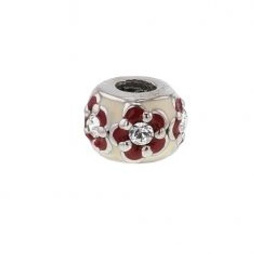 Charm Baci Belli Fleur Laque Et Cristaux De Swarovski Ag 925 Rhodié