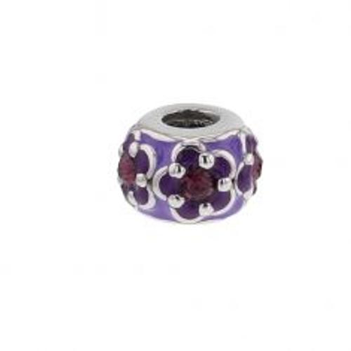 Charm Baci Belli Fleur Laque Et Cristaux De Swarovski Violets Ag 925 Rhodié