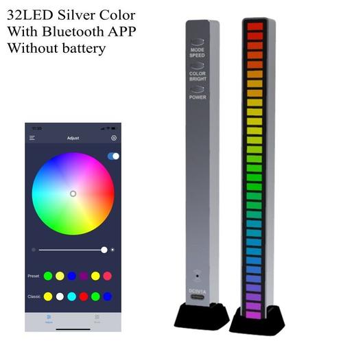 Silver App NoBattery Lampe LED à spectre musique stéréo, commande vocale  par application, indicateur niveau Audio, amplificateur, lampes d'ambiance  Nipseyteko