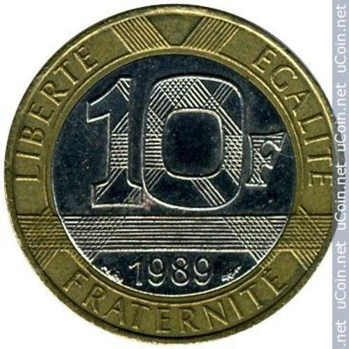 France = Pièce De Monnaie De 10 Francs Type Génie = Année 1989, Bi-Colore : Bronze-Alu Et Nickel