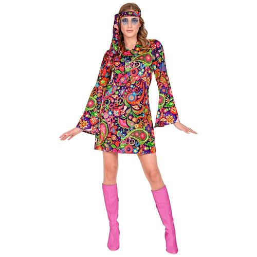 Déguisement Hippie Flower Power Robe Courte Femme
