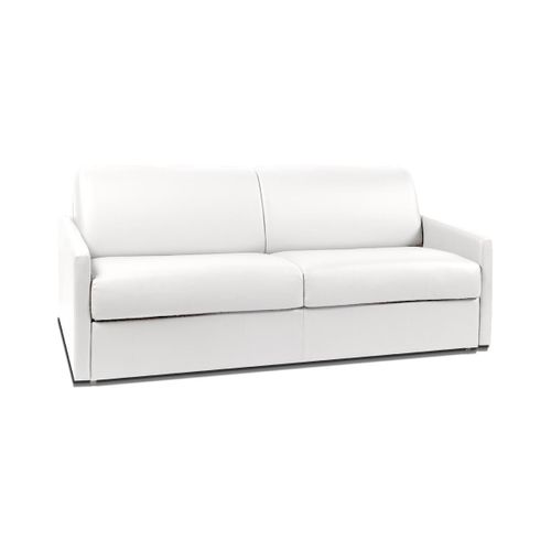 Canapé 4 Places Convertible Express En Simili Calife - Blanc - Couchage 160 Cm - Matelas 14 Cm