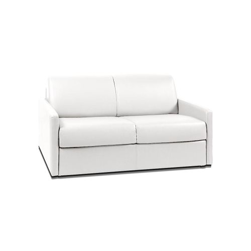 Canapé 2 Places Convertible Express En Simili Calife - Blanc - Couchage 120 Cm - Matelas 14 Cm