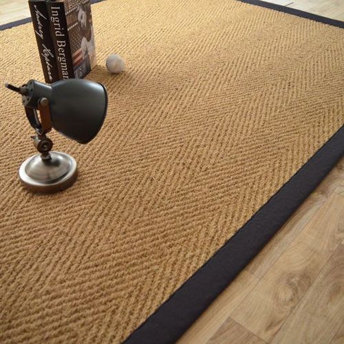 Tapis Coco Paravan Chevron Ganse Coton Noire Decoweb.Com - 140 X 200 Cm