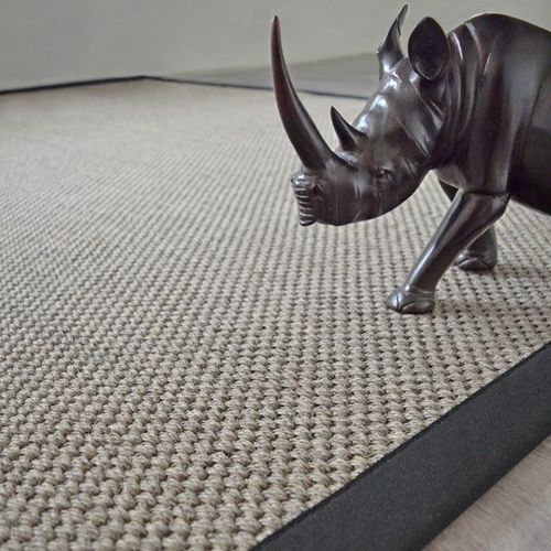 Tapis Sisal Kidara Nuage Ganse Coton Noire Decoweb.Com - 160 X 230 Cm