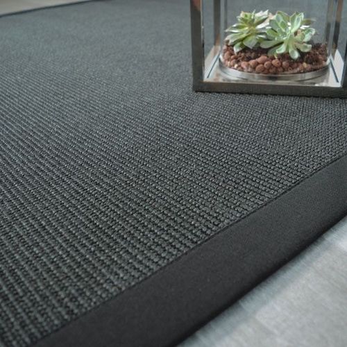 Tapis Sisal Yucatan Noir Ganse Coton Noire Decoweb.Com - 140 X 200 Cm