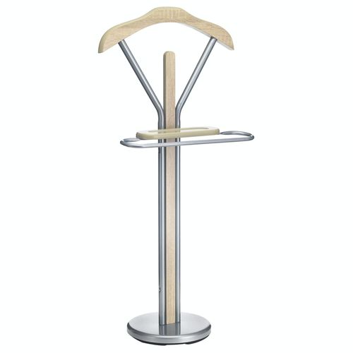 Valet De Chambre Fabio Chevalet De Nuit Portant Pour Vêtements, Structure En Métal Laqué Et Finition En Mdf Chêne Sonoma