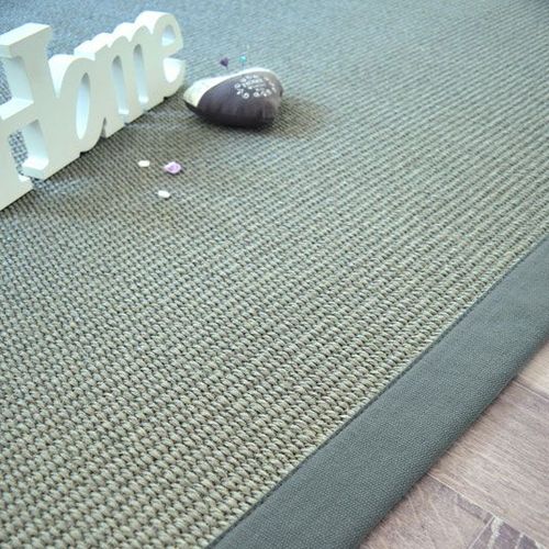 Tapis Sisal Quintana Gris Ganse Coton Vert De Gris Decoweb.Com - 160 X 230 Cm