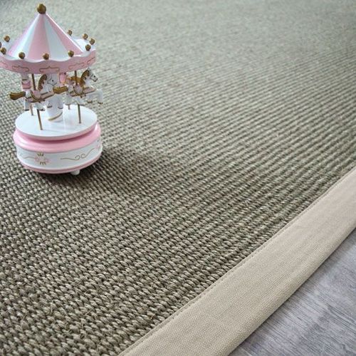 Tapis Sisal Quintana Grège Ganse Coton Grège Decoweb.Com - 140 X 200 Cm