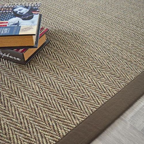 Tapis Sisal Nairobi Chevron Ganse Coton Marron Decoweb.Com - 160 X 230 Cm