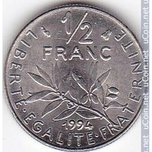 France = Pièce De Monnaie De Collection De 1/2 Francs Semeuse De Roty, Année 1994, Atelier Abeille - ( Peu Courante )