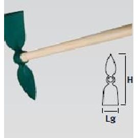 Serfouette forgée panne et langue - 26 cm - manche bois certifié PEFC 100%