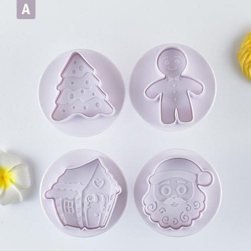 Moule De Sugarcraft, Série De Noël,, En Plastique, Animaux, Cookies, Artisanat, Cuisson, Outils De Cuisson, 4 Pièces