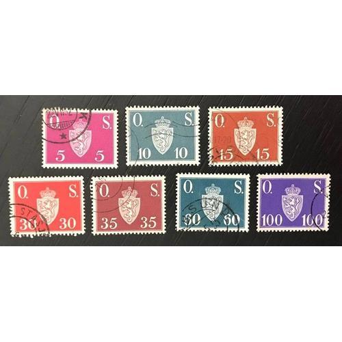 Lot De 7 Timbres Taxes Norvège 1951