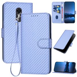 Tongez Étui Pour Xiaomi Redmi 5 Plus Surface De Fibre De Carbone Cuir Premium Avec Sangle Détachable Avec Fente Pour Carte Et Béquille - Violet