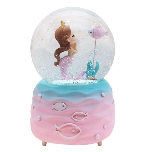 Boîte À Musique En Boule De Cristal, Boule De Neige Artisanale, Décor De Bureau, Maison, Globe De Neige En Verre, Cadeau De Poisson, Boule De Neige Avec Flocon D'hiver, 2021
